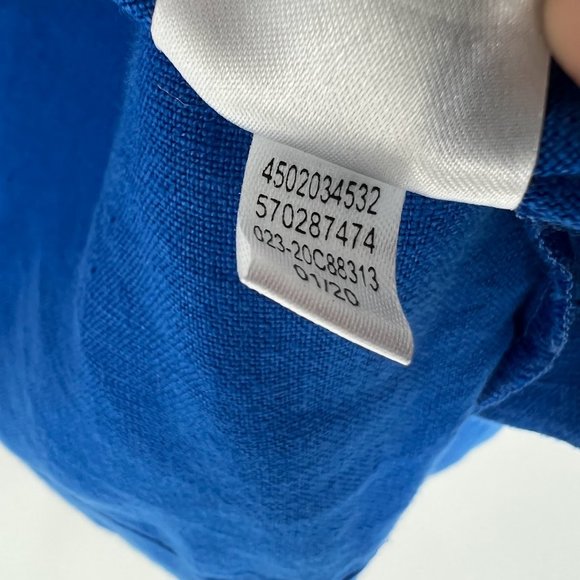 Chico's Size Large 100% Linen Zip Up Jacket Blue Blazer 3/4 Sleeve Pockets - Picture 8 of 8